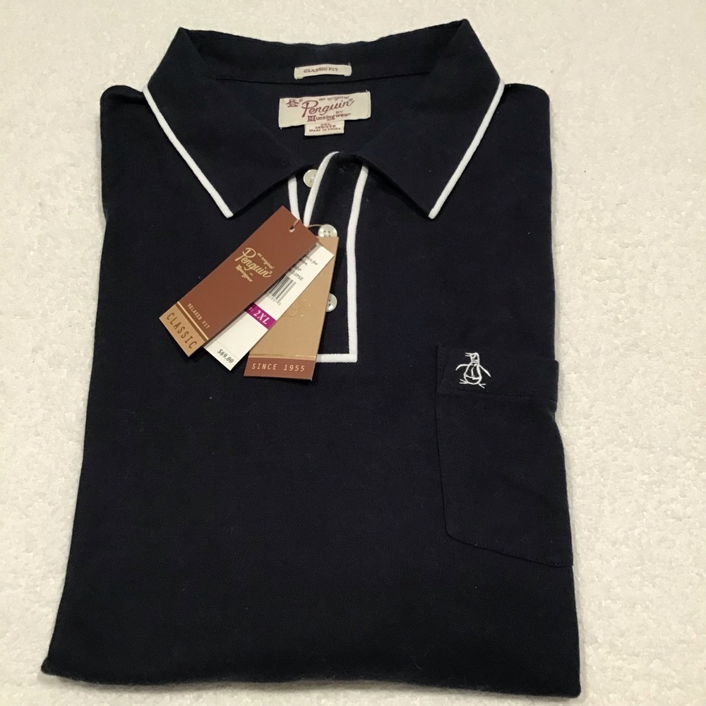 NWT Original Penguin M 2XL Classic Relaxed Fit Polo in Total Eclipse (Navy)